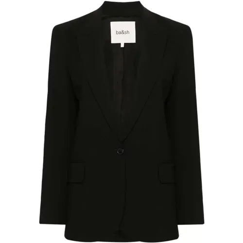 Schwarze Jacke mit Revers , Damen, Größe: S - BA&SH - Modalova