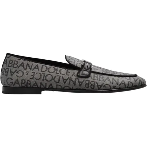 Loafers with monogram , male, Sizes: 7 UK, 8 1/2 UK, 7 1/2 UK, 6 UK, 10 UK, 6 1/2 UK, 9 UK, 9 1/2 UK - Dolce & Gabbana - Modalova