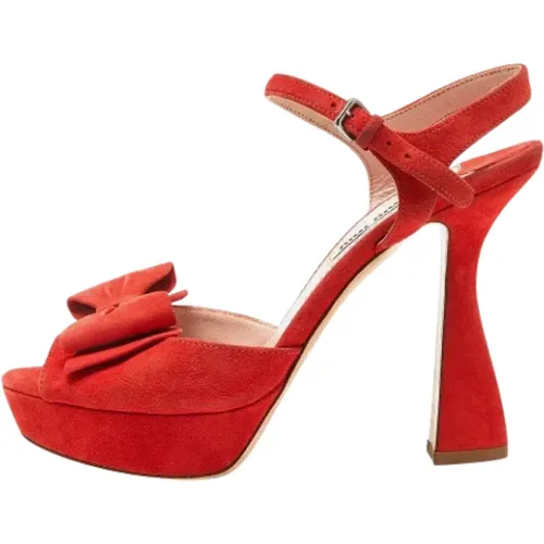 Pre-owned Suede sandals , female, Sizes: 3 1/2 UK - Miu Miu Pre-owned - Modalova