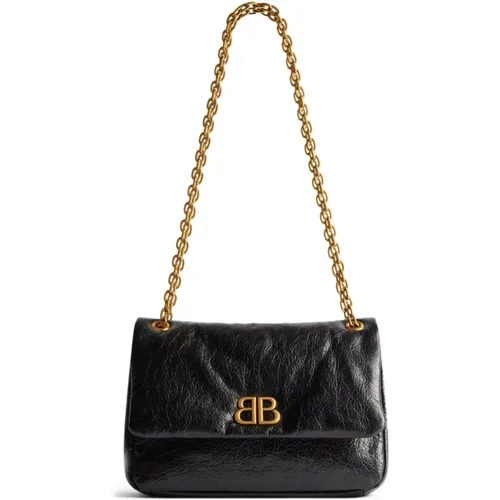 Calf Leather Chain Shoulder Bag Gold , female, Sizes: ONE SIZE - Balenciaga - Modalova