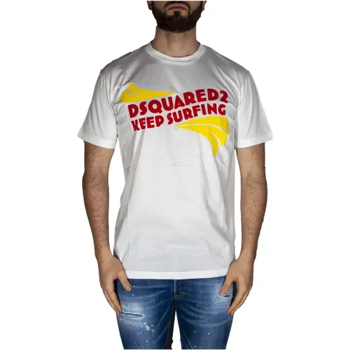 Stylisches Surfing Print T-Shirt , Herren, Größe: S - Dsquared2 - Modalova