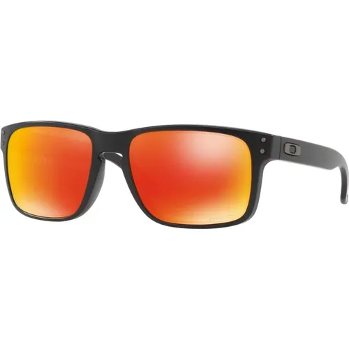 Matte Schwarze Sonnenbrille mit Prizm Ruby , Herren, Größe: 55 MM - Oakley - Modalova