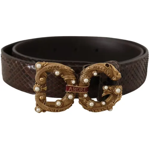 Python Leather Belt , female, Sizes: 70 CM - Dolce & Gabbana - Modalova