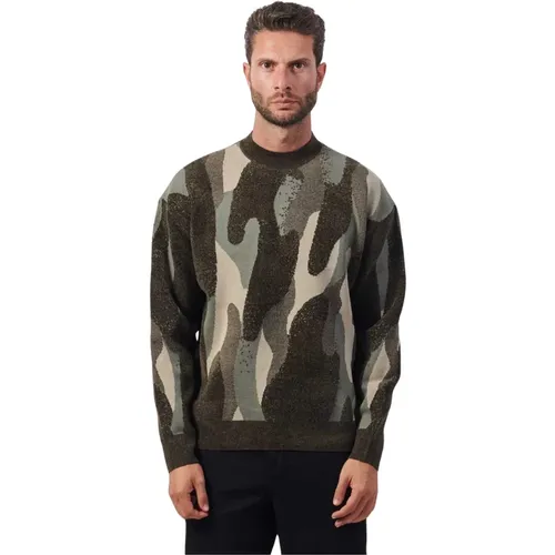 Tarngrüner Pullover , Herren, Größe: XS - Armani Exchange - Modalova