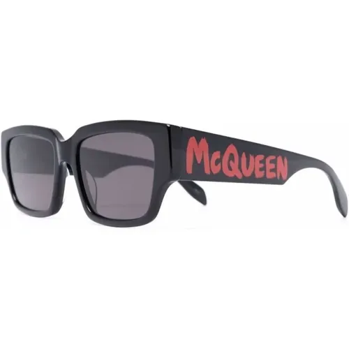 Schwarze Sonnenbrille mit stilvollem Design - alexander mcqueen - Modalova