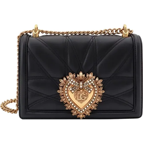 Leather Shoulder Bag with Flap , female, Sizes: ONE SIZE - Dolce & Gabbana - Modalova