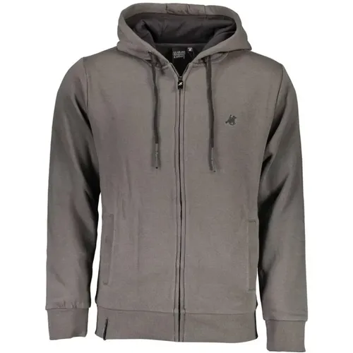 Grauer Hoodie mit Reißverschluss , Herren, Größe: 2XL - U.S. Polo Assn. - Modalova