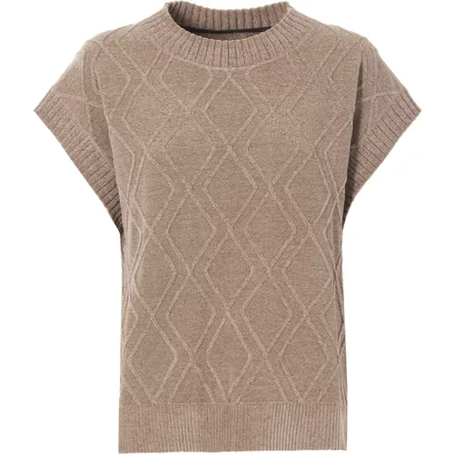 Samt Pullover mit geometrischem Muster Grau , Damen, Größe: M - RRD - Modalova