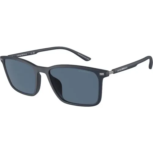 Blaues Gestell Dunkelblaue Gläser Sonnenbrille , Herren, Größe: 56 MM - Emporio Armani - Modalova