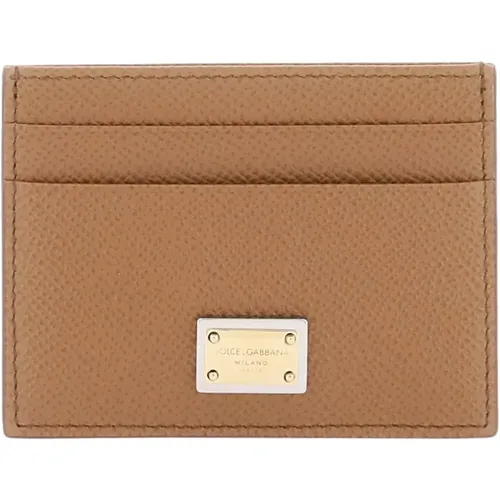 Braune Leder Brieftasche , Damen, Größe: ONE Size - Dolce & Gabbana - Modalova