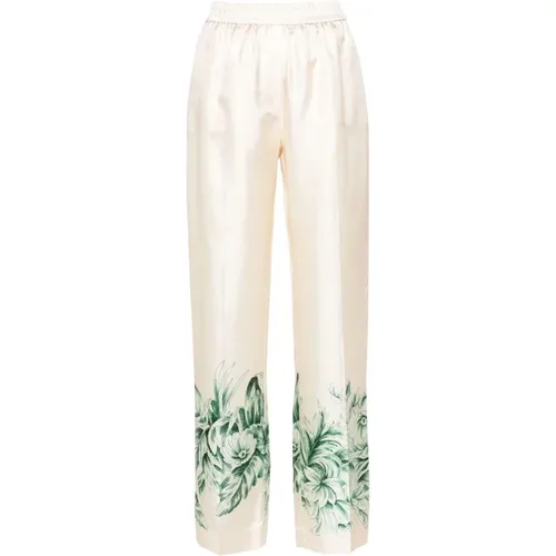 Green Floral Palazzo Trousers , female, Sizes: XS, L - F.r.s For Restless Sleepers - Modalova