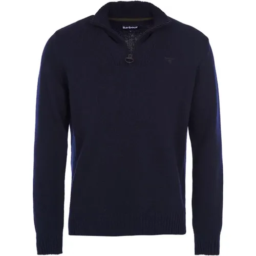 Essential Lambswool Half Zip Navy Sweater , Herren, Größe: L - Barbour - Modalova