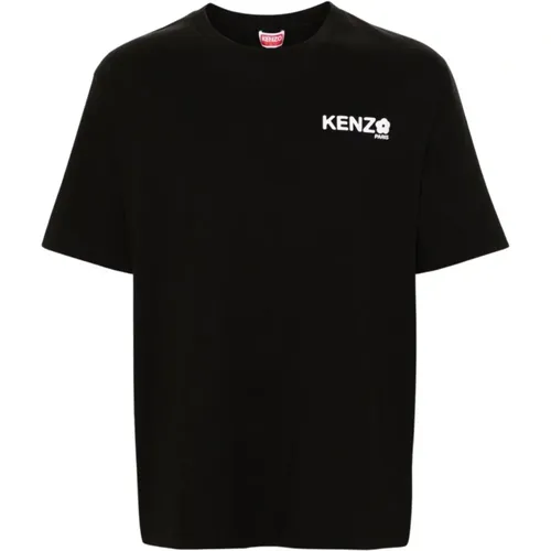 Schwarze T-Shirts und Polos mit Blumenmotiv , Herren, Größe: L - Kenzo - Modalova