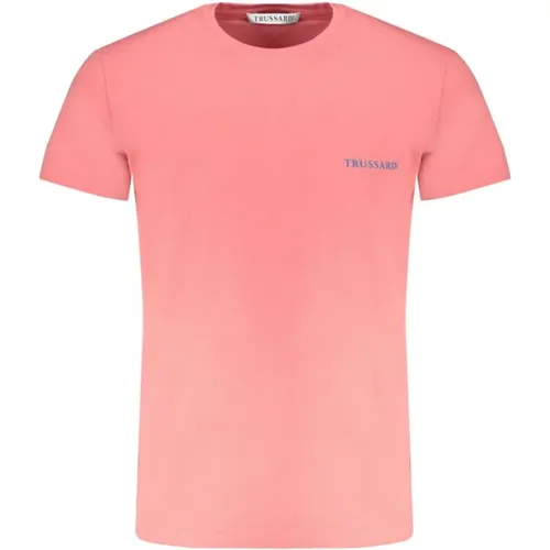 Rosa T-Shirt mit Logo-Print , Herren, Größe: XL - Trussardi - Modalova