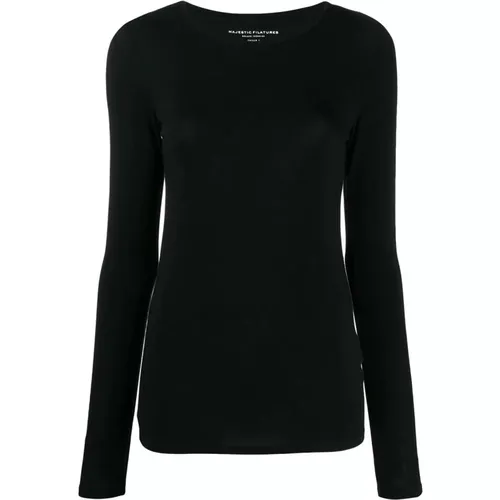 Noir Ally Langarm T-Shirt , Damen, Größe: L - majestic filatures - Modalova