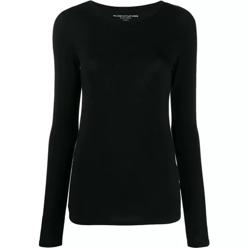 Noir Ally T-Shirt , female, Sizes: S, XS, M - majestic filatures - Modalova