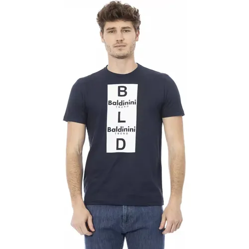 Trend Blaues Baumwoll-T-Shirt , Herren, Größe: XS - Baldinini - Modalova