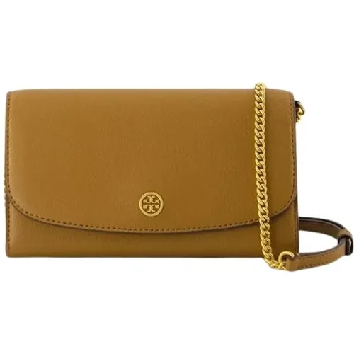 Leather Wallet On Chain - Neutral , female, Sizes: ONE SIZE - TORY BURCH - Modalova