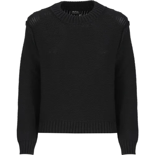 Schwarzer Baumwollpullover mit Gewebtem Muster - A.P.C. - Modalova