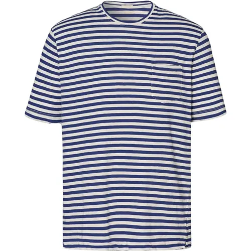 T-Shirt aus Baumwoll-Leinen-Jersey mit Tasche , Herren, Größe: L - Massimo Alba - Modalova