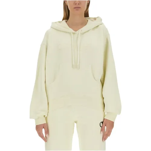 Logo Oversized Hoodie , Damen, Größe: S - Off White - Modalova