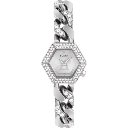 Hexagon Groumette Silver Quartz Watch , female, Sizes: ONE SIZE - Philipp Plein - Modalova