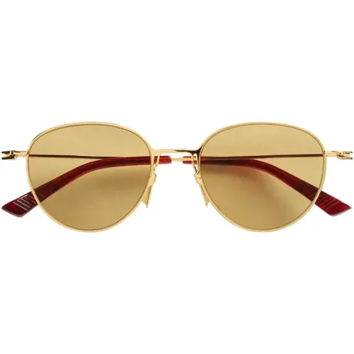 Goldene ovale Metallrahmen Unisex-Sonnenbrille , unisex, Größe: 51 MM - Bottega Veneta - Modalova
