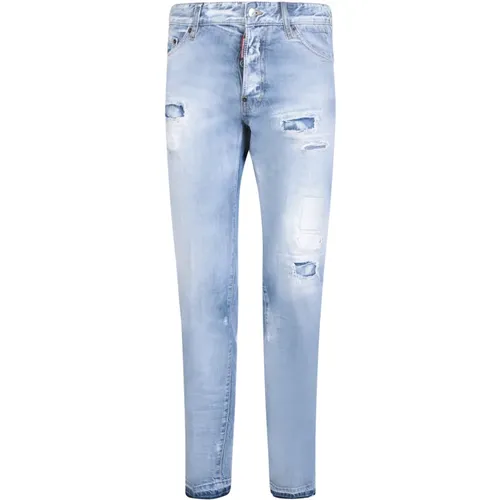 Blaue Ripped Jeans für stilbewusste Männer , Herren, Größe: M - Dsquared2 - Modalova
