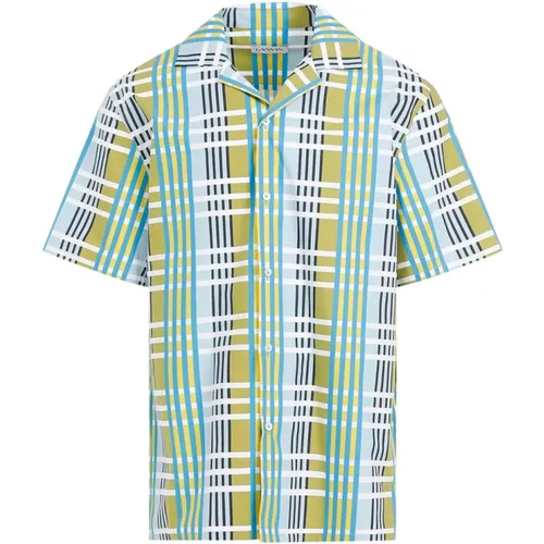 Multicolour Checked Bowling Shirt , male, Sizes: L, XL, 2XL - Lanvin - Modalova