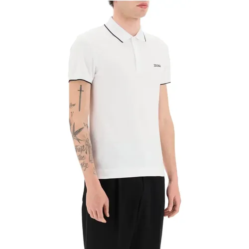 Logoed Cotton Polo Shirt with Contrast Trims , male, Sizes: S - Ermenegildo Zegna - Modalova