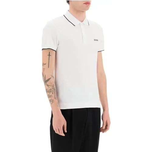 Logoed Cotton Polo Shirt with Contrast Trims , male, Sizes: XL, M, S - Ermenegildo Zegna - Modalova