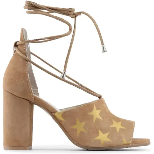 Leder Sandalen mit Sternenmuster , Damen, Größe: 40 EU - Made in Italia - Modalova