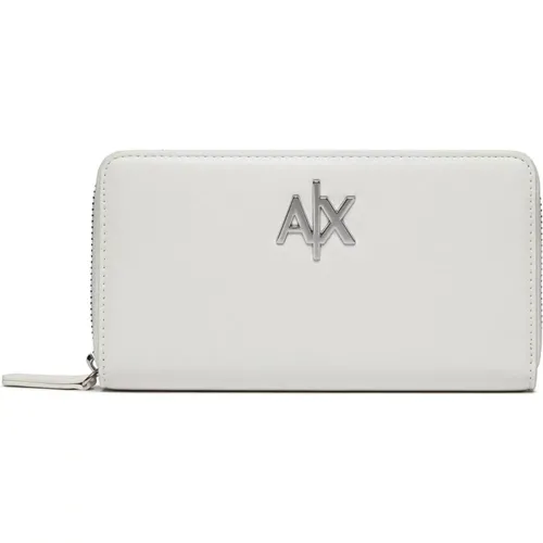 Weiße Reißverschlussbrieftasche , Damen, Größe: ONE Size - Armani Exchange - Modalova