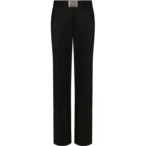 Logo Platte Straight Hose , Damen, Größe: 2XS - Dolce & Gabbana - Modalova