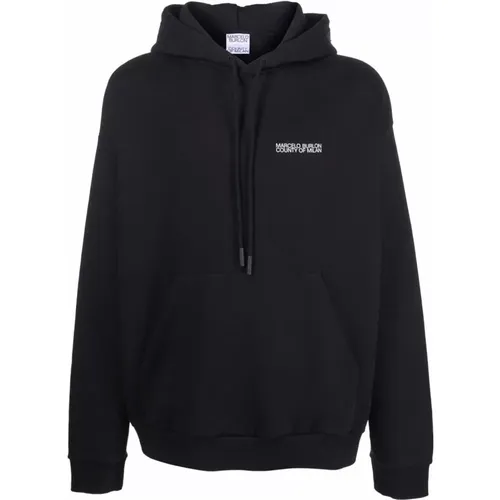 Schwarz Weiß Tempera Cross Over Hoodie , Herren, Größe: S - Marcelo Burlon - Modalova