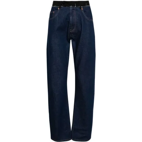 Reguläre Jeans in Blauem Denim , Herren, Größe: W34 - MM6 Maison Margiela - Modalova