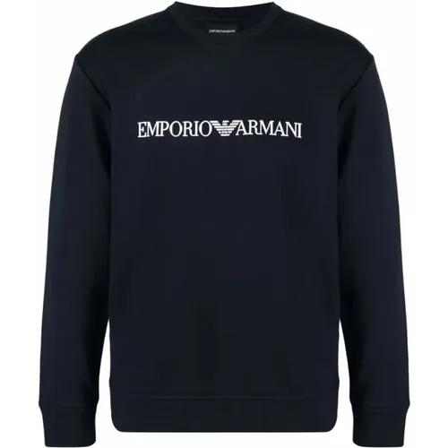 Marineblaues Logo Sweatshirt , Herren, Größe: XL - Emporio Armani - Modalova