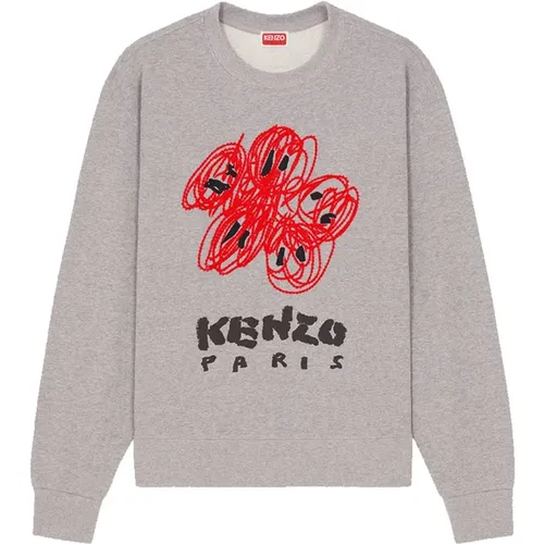 Grey Varsity Drawn Sweatshirt , male, Sizes: L - Kenzo - Modalova