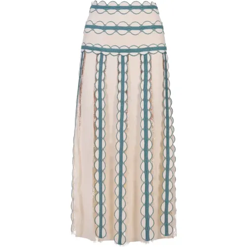 White Knit Skirt with Blue Gin Details , female, Sizes: XS - Elie Saab - Modalova
