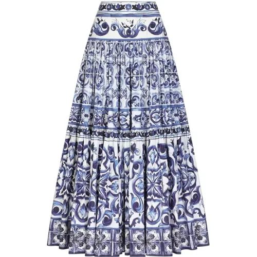 Majolica A-line Maxi Skirt , female, Sizes: 2XS - Dolce & Gabbana - Modalova
