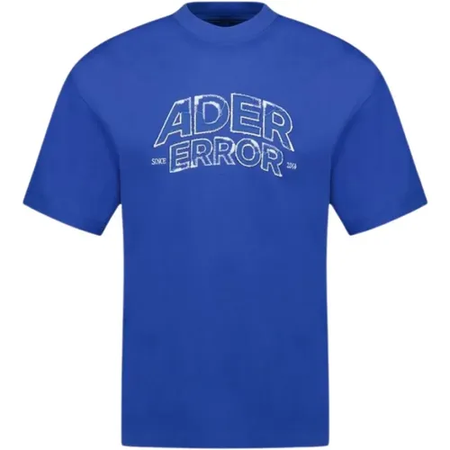 Blaues Baumwoll-T-Shirt - Stilvolles Design , Herren, Größe: L - Ader Error - Modalova