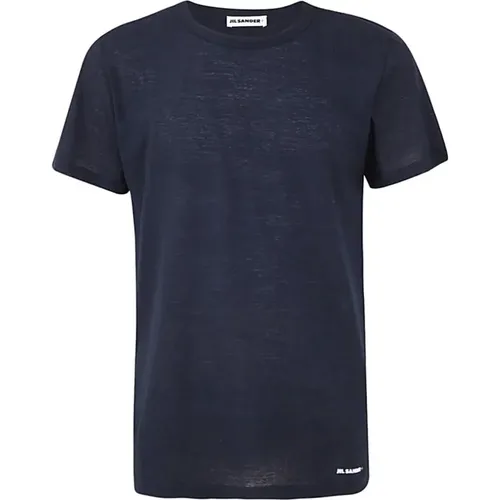 Blaues T-Shirt - Regular Fit - 100% Baumwolle , Herren, Größe: L - Jil Sander - Modalova
