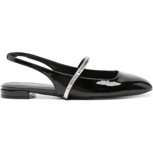 Schwarze Ballerina Flats Kristall Dekoration , Damen, Größe: 36 1/2 EU - Stuart Weitzman - Modalova