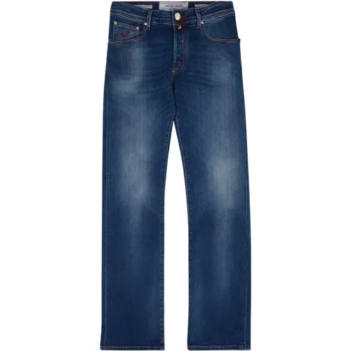 Luxury Indigo Stitch Straight Jeans , male, Sizes: W40 - Jacob Cohën - Modalova