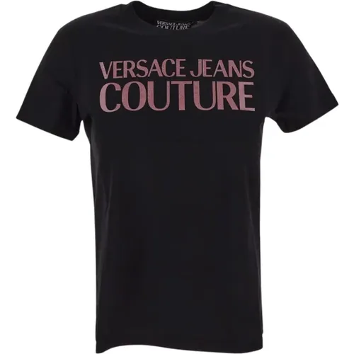 Logo Baumwoll T-Shirt , Damen, Größe: XS - Versace Jeans Couture - Modalova