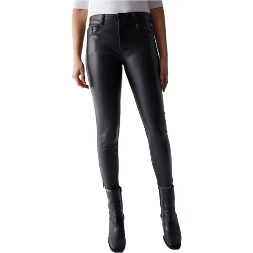 Faux Leather Cropped Trousers , female, Sizes: W27 L28 - Salsa - Modalova