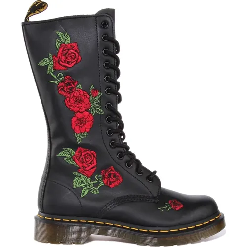 Black Red Vonda Rose Embroidered Boots , female, Sizes: 5 UK, 4 UK - Dr. Martens - Modalova