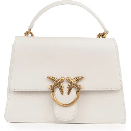 Lederhandtasche mit Love Birds Schnalle - pinko - Modalova