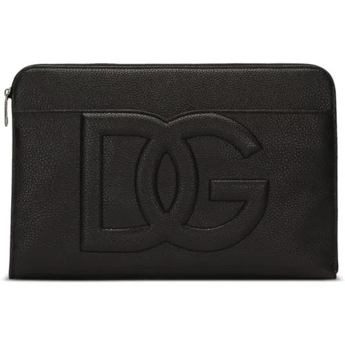 Leather Shoulder Bag with Logo , male, Sizes: ONE SIZE - Dolce & Gabbana - Modalova