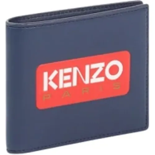 Leather Folding Wallet with 10 Card Slots and Bill Compartment , male, Sizes: ONE SIZE - Kenzo - Modalova